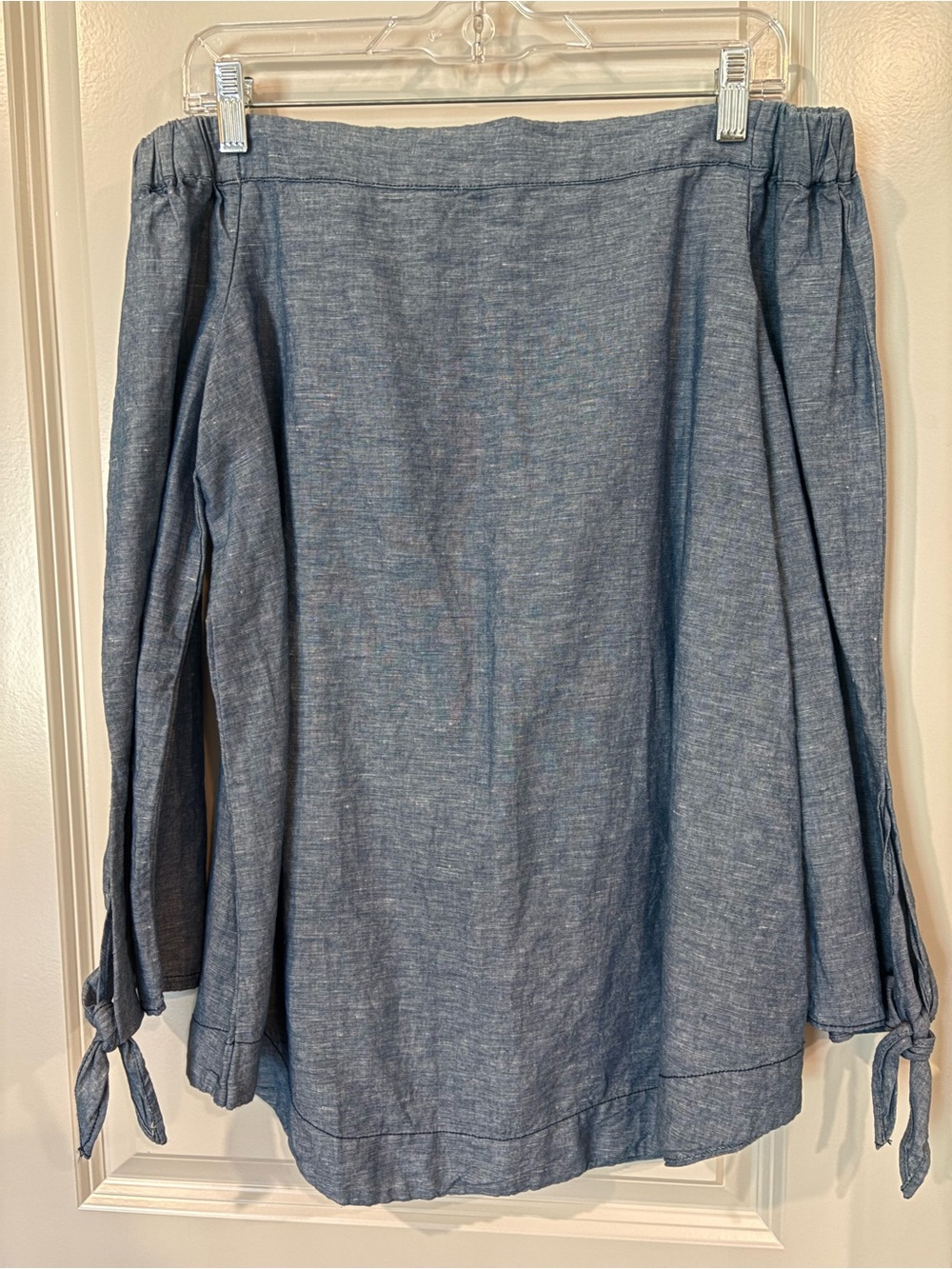 NWOT Free People Sz S Light Blue Off-Shoulder Tie-Sleeve Tunic Top